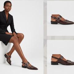 Tuhoomall Comfortable Low Heel Platform Shoes with Adjustable Metal Buckle for Casual and Office Use, Ideal for All-Season Wear