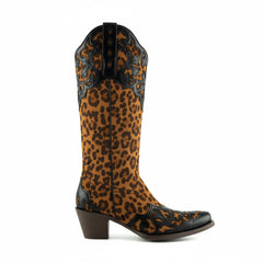 Tuhoomall Western Cowboy Women's Boots, Stylish Animal Print, Chunky Heel, Comfortable Faux Suede, Versatile for Casual or Party Wear Tuhoomall