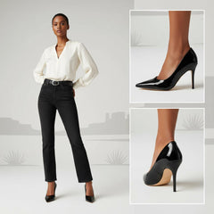 Tuhoomall Stylish High Heels for Parties and Dances, Gradient Design, Pointed Toe, 8cm Stiletto Heels, Slip-On, Rubber Sole, Synthetic Leather Lining