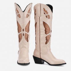 Tuhoomall Western Cowboy Boots for Women, Pointed-Toe Ankle Height, Casual Travel Style, Chunky Heel with Embroidered Animal Pattern Tuhoomall
