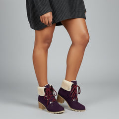 Tuhoomall Fashion Casual Ankle Boots for Women, Classic Street Style, Round Toe, Mid Heel, Lace-Up, Solid Color, Perfect for Winter Wear