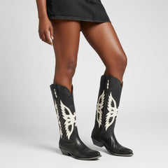 Tuhoomall Comfortable Western Knee High Boots with Animal Print and Embroidery for Parties and Casual Vintage Style