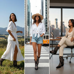 Tuhoomall Metallic Western Ankle Boots for Women - Stylish Slip-On Design with Embroidered Floral Pattern, Casual All-Season Footwear