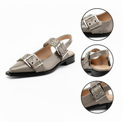 Tuhoomall Comfortable Low Heel Platform Shoes with Adjustable Metal Buckle for Casual and Office Use, Ideal for All-Season Wear