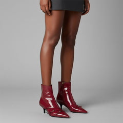 Tuhoomall Fashion Ankle Boots for Women, Comfortable Pointed Toe, Cat Heel with Hardware Buckles, Ideal for Parties and Daily Wear, Casual All-Season Style