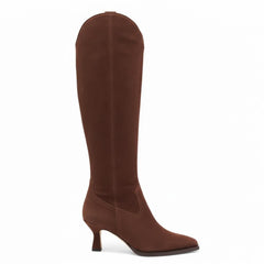 Tuhoomall Stylish Knee-High Boots for Women, Comfortable Cat Heel with Zipper Closure, Classic Solid Color for Casual, Business, and Travel Tuhoomall
