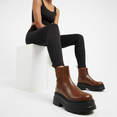 Tuhoomall Fashion Casual Waterproof Ankle Boots with Thick Sole, Round Toe, Easy Slip-On Design for Daily Office Wear