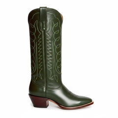 Tuhoomall Western Boots for Women with Embroidery, Chunky Heel 2.00 in, Mid-Calf Length, Vegan Leather, Casual Fashion Footwear, All Seasons