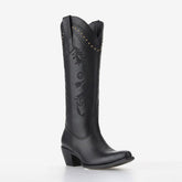 Tuhoomall Western Cowgirl Mid Calf Boots, Floral Embroidery, Chunky Heel, Comfortable Slip-On Style for Casual Fashion Tuhoomall