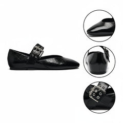 Tuhoomall Comfortable Flat Shoes with Adjustable Buckle, Casual Office Wear, Stylish Solid Color for Spring Summer Tuhoomall