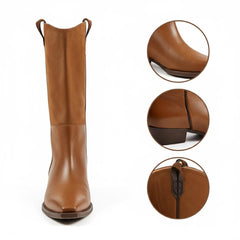 Tuhoomall Western Snip Toe Ankle Boots for Women, Classic All-Season Chunky Heel Rubber Sole, Easy Slip-On Design, Perfect for Casual and Office Wear