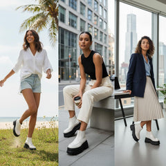 Tuhoomall Fashionable Women's Loafers Ankle Boots With 6cm Thick Sole For Everyday Use Stylish Waterproof Design In Solid Color