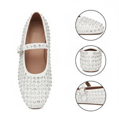 Tuhoomall Comfortable Flat Shoes with Studded Design for Party, Performance, and Casual Wear – Adjustable Straps, Rubber Sole, Round Toe