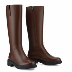 Tuhoomall Fashion Comfort Knee High Boots for Women - Low Heel Zipper Closure, Stylish for Office and Travel, Timeless Solid Color Design