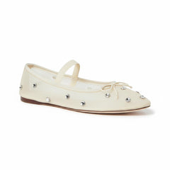 Tuhoomall Comfortable Rhinestone Ballet Flats for Women - Casual Blue Mesh Slip-On Shoes with Low Heel and Round Toe