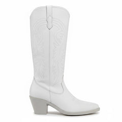 Tuhoomall Western Cowboy Boots, Chunky Block Heel, Embroidered Design, Mid Calf Length, Fashion Casual, Perfect for Performances and Everyday Wear