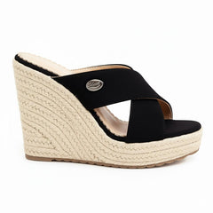 Tuhoomall Waterproof Wedge Sandals for Women, Ethnic Style, Slip-On, Casual Fashion, Rubber Sole, Suede-Like Upper, Perfect for Stylish Outings