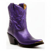 Tuhoomall Western Style Ankle Boots For Women, Vintage Plain Leather, Low Heel, Casual Chic, All-Season Fashion, Unique Embroidery Design Tuhoomall