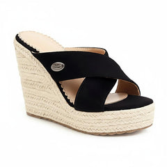 Tuhoomall Waterproof Wedge Sandals for Women, Ethnic Style, Slip-On, Casual Fashion, Rubber Sole, Suede-Like Upper, Perfect for Stylish Outings