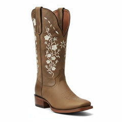 Tuhoomall Comfortable Western Boots for Women with Embroidery, Rubber Sole, Chunky 5cm Heel - Fashionable Casual Footwear for All Seasons