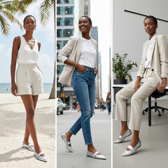 Tuhoomall Comfortable Pointed-Toe Flat Shoes with Adjustable Buckle for Casual Party Style - Studded Genuine Leather Upper, Rubber Sole