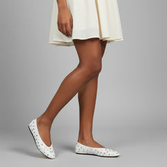 Tuhoomall Comfortable Almond Toe Flats with Studs for Fashion, Office, and Casual Outings - Durable Leather Upper and Easy Slip-On Design