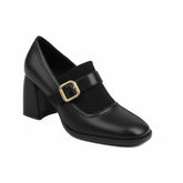 Tuhoomall Mary Jane High Heel Loafers for Women, 7.5 cm Chunky Heel, All-Season Fashion, Pure Leather, Comfortable Slip-On Design Tuhoomall