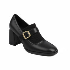 Tuhoomall Mary Jane High Heel Loafers for Women, 7.5 cm Chunky Heel, All-Season Fashion, Pure Leather, Comfortable Slip-On Design Tuhoomall