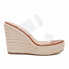 Tuhoomall Comfortable Platform Wedge Sandals for Women - 10.5cm Heel, Open-Toe Design, Fashionable Summer Style with PVC and Rubber Materials
