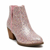 Tuhoomall Glitter Ankle Boots for Women, 3-Inch Chunky Heel, Shiny Pointed Toe, Perfect for Parties and Fashion Events