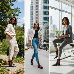 Tuhoomall Pointed-Toe Chunky Heel Ankle Booties with Zipper Closure - Fashionable Floral Applique Design for Parties and Everyday Wear