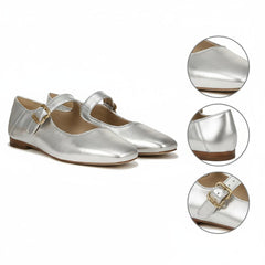 Tuhoomall Comfortable Flat Shoes For Women, Classic Office Style, Adjustable Buckle, Solid Color Design, Perfect For Spring And Summer