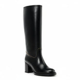 Tuhoomall Comfortable Knee-High Boots for Daily Office Fashion - Stylish Chunky Heels with Rubber Sole for All-Season Wear