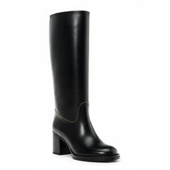 Tuhoomall Comfortable Knee-High Boots for Daily Office Fashion - Stylish Chunky Heels with Rubber Sole for All-Season Wear Tuhoomall