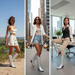 Tuhoomall Western Chunky Heels Ankle Boots with Rhinestones, Vegan Leather, 3-Inch Heel for Casual Performance and Runway Styles