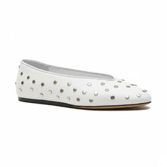 Tuhoomall Comfortable Almond Toe Flats with Studs for Fashion, Office, and Casual Outings - Durable Leather Upper and Easy Slip-On Design