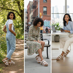 Tuhoomall Blue Faux Suede Fur-Lined Studs Double Buckle Strap Round Platform Cork Sandals Slippers