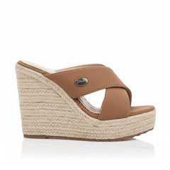 Tuhoomall Waterproof Wedge Sandals for Women, Ethnic Style, Slip-On, Casual Fashion, Rubber Sole, Suede-Like Upper, Perfect for Stylish Outings