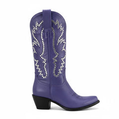 Tuhoomall Western Ankle Boots for Women, Chunky Heel, Rhinestone Embroidery, Slip-On, All-Season Comfortable Casual Style Tuhoomall