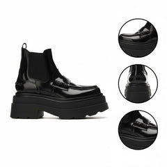 Tuhoomall Fashionable Women's Loafers Ankle Boots With 6cm Thick Sole For Everyday Use Stylish Waterproof Design In Solid Color