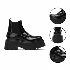 Tuhoomall Fashionable Women's Loafers Ankle Boots With 6cm Thick Sole For Everyday Use Stylish Waterproof Design In Solid Color Tuhoomall