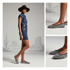 Tuhoomall Comfortable Slip-On Flats for Women - Suede and Denim Upper with Rhinestone Details - Perfect for Fashion Casual, Work, and Parties - Spring/Summer Wear