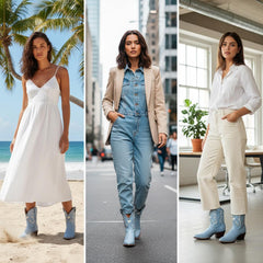 Tuhoomall Fashion Casual Chunky Heel Ankle Booties with Embroidered Hearts, Slip-On Design for All Seasons