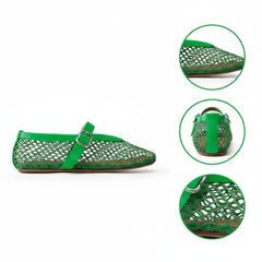 Tuhoomall Ballet Flats For Women, Adjustable Buckle, Elegant Pointed Toe, Comfortable Rubber Sole, Perfect For Parties And Performances