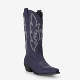 Tuhoomall Western Cowgirl Boots, Mid Calf Boot, Fashion Casual, Chunky Heel, Embroidery Detailing, Slip-On Design Tuhoomall