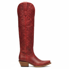 Tuhoomall Western Knee High Boots with Embroidered Design, 2.25 Inch Chunky Heel, Perfect for Fashion, Travel, Parties and Everyday Wear