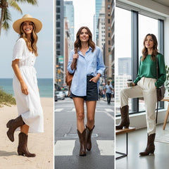 Tuhoomall Western Ankle Booties for Women, Slip-On Chunky Heels with Snip-Toe, Solid Color Design for Outdoor Fashion and Travel