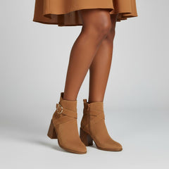 Tuhoomall Fashion Ankle Boots for Women, Comfort Short Booties with Chunky Heels, Casual Office Wear, Adjustable Metal Buckle, Rubber Sole, All-Season Style