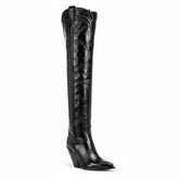 Tuhoomall Comfortable Embroidered Over-the-Knee Boots with Chunky 8cm Heels - Stylish for Fashion, Travel, and Performing