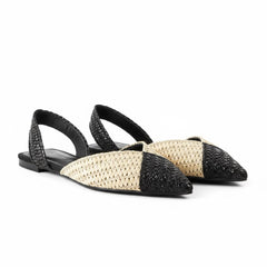 Tuhoomall Comfortable Bohemian Style Flat Sandals for Spring, Woven Design with Back Strap and Rubber Sole, Perfect for Casual Work and Daily Wear